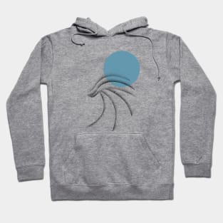 Pointillism surf wave and blue sun Hoodie